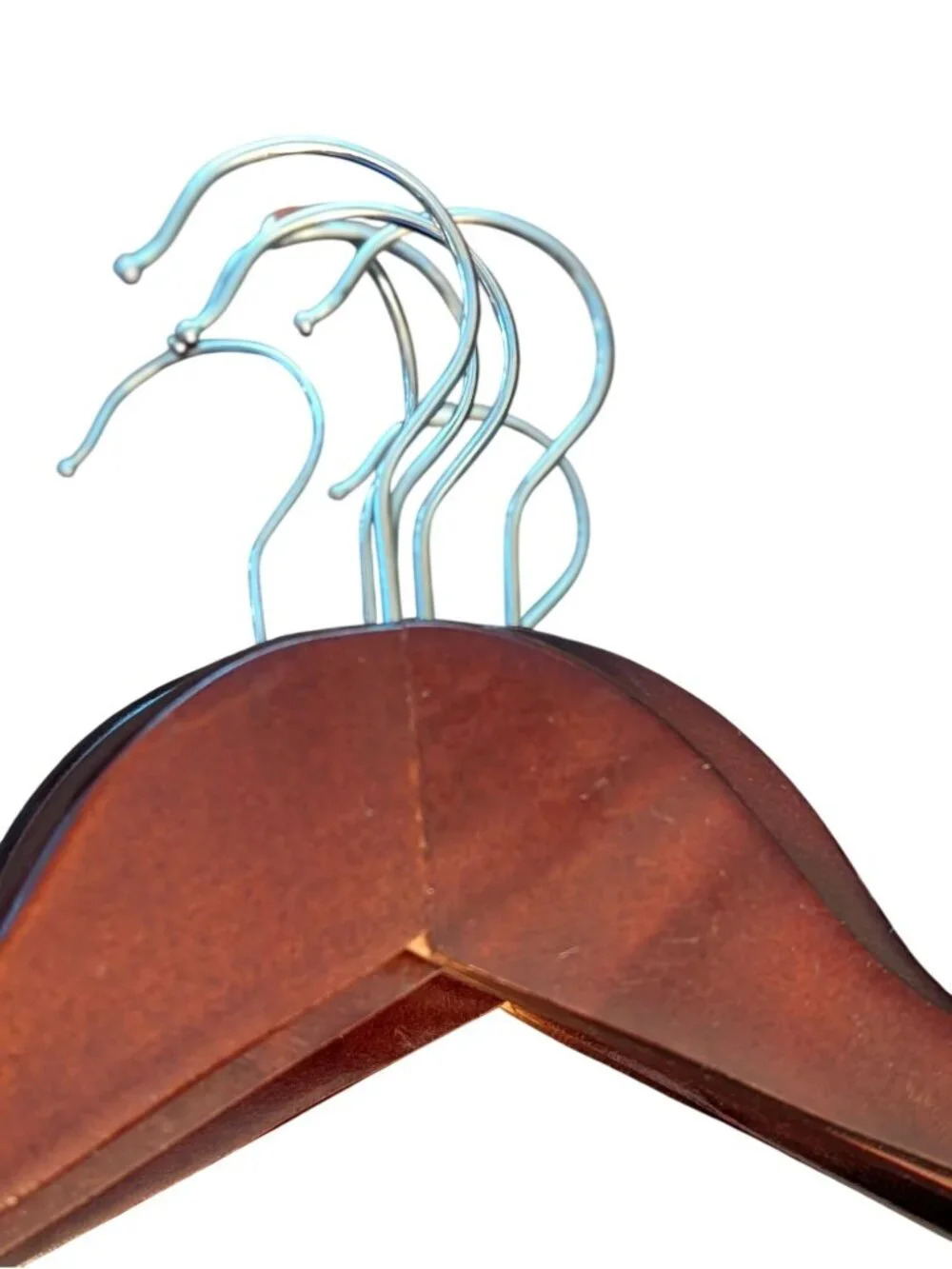 Set Of 11 Wooden/Plastic Suit Hangers With Metal Hooks & Pant Bar